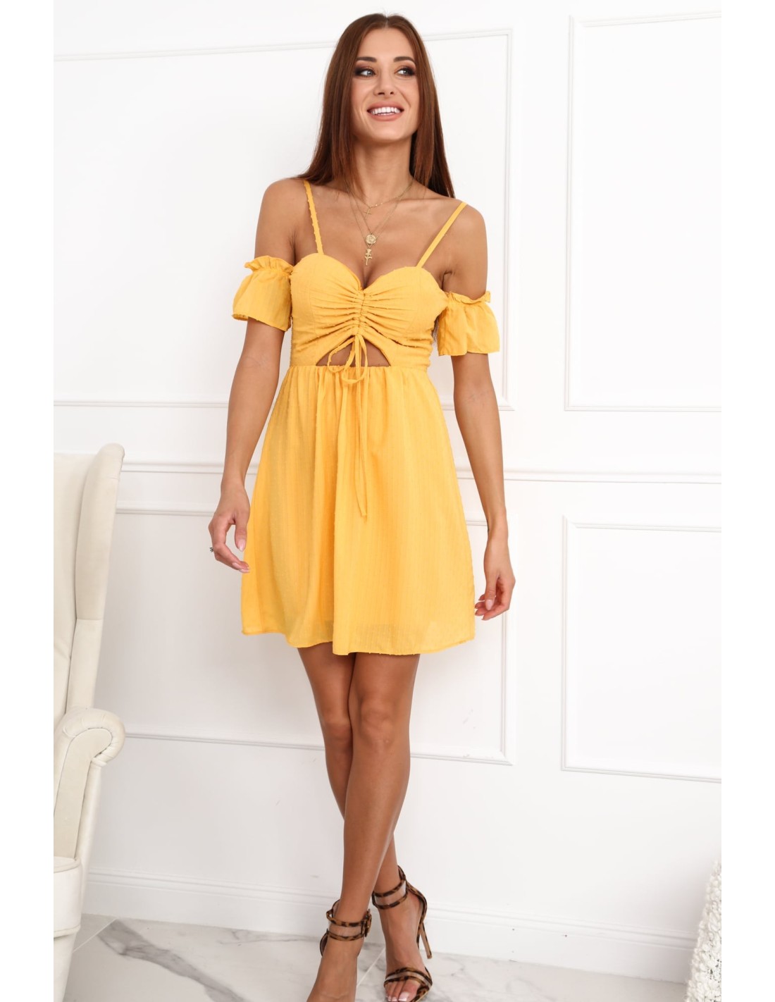 Honey dress with thin straps 1018 - Online store - Boutique